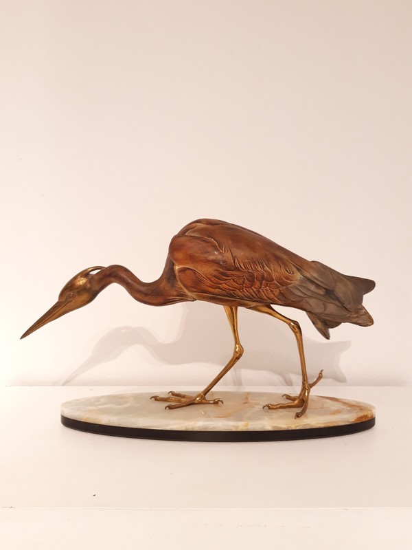 M 571 Apo Large heron marble and regule Ca. 1930