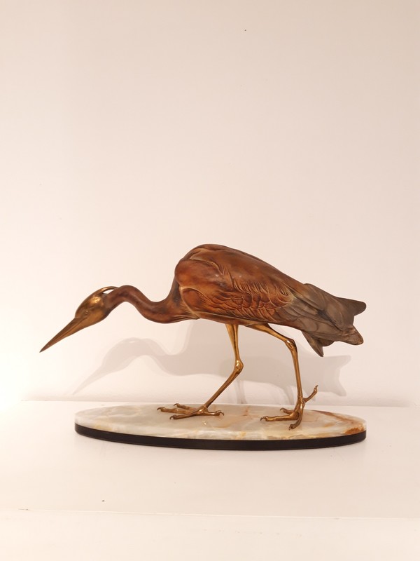 M 571 Apo Large heron marble and regule Ca. 1930