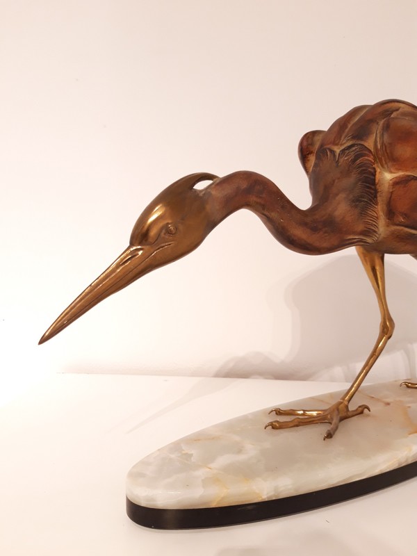 M 571 Apo Large heron marble and regule Ca. 1930