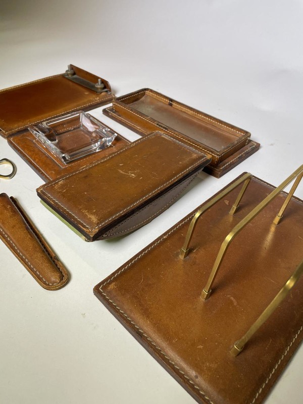 M 622 artys set bureau DELVAUX cuir circa 1980 7 pieces