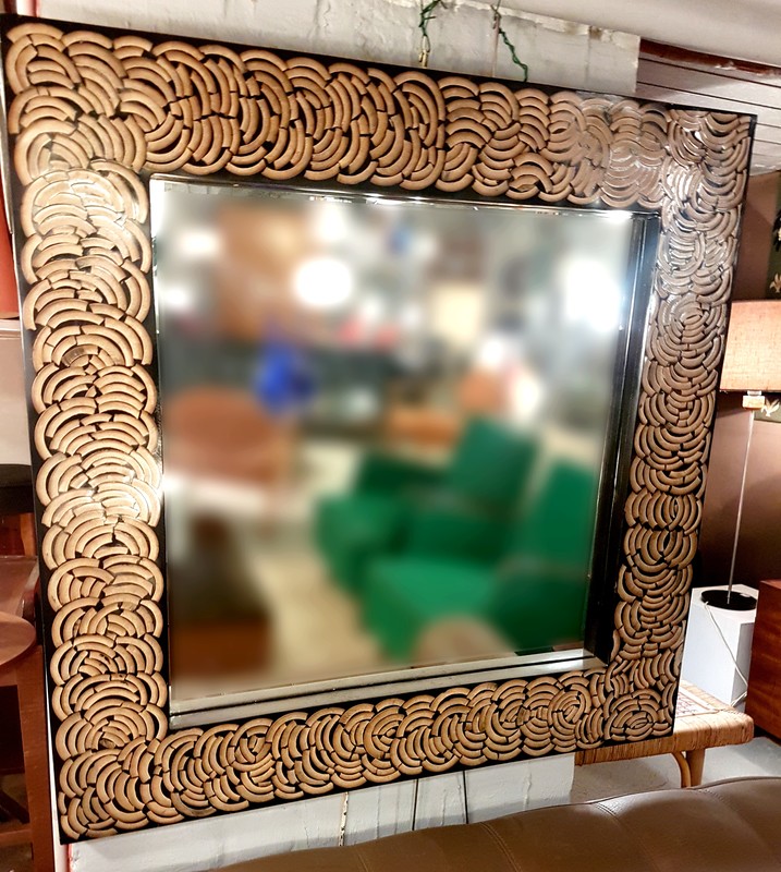 M 630 JC Mirror framed with resin and bone inlay attributed to Etienne Allemeersch 1980s