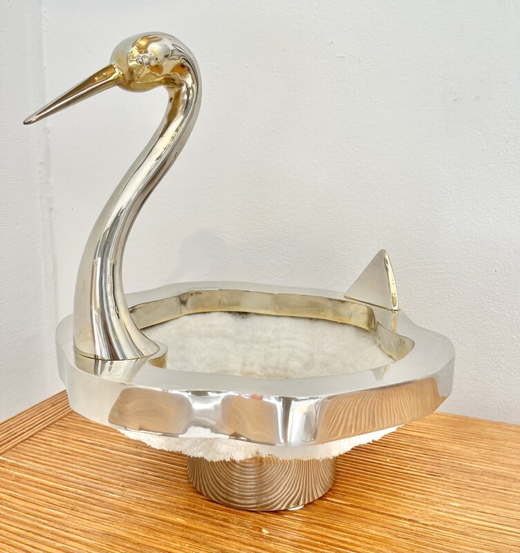 M 673 AV Swan by Gabriella Binazzi, silver plated and shell, Italy, 1960's