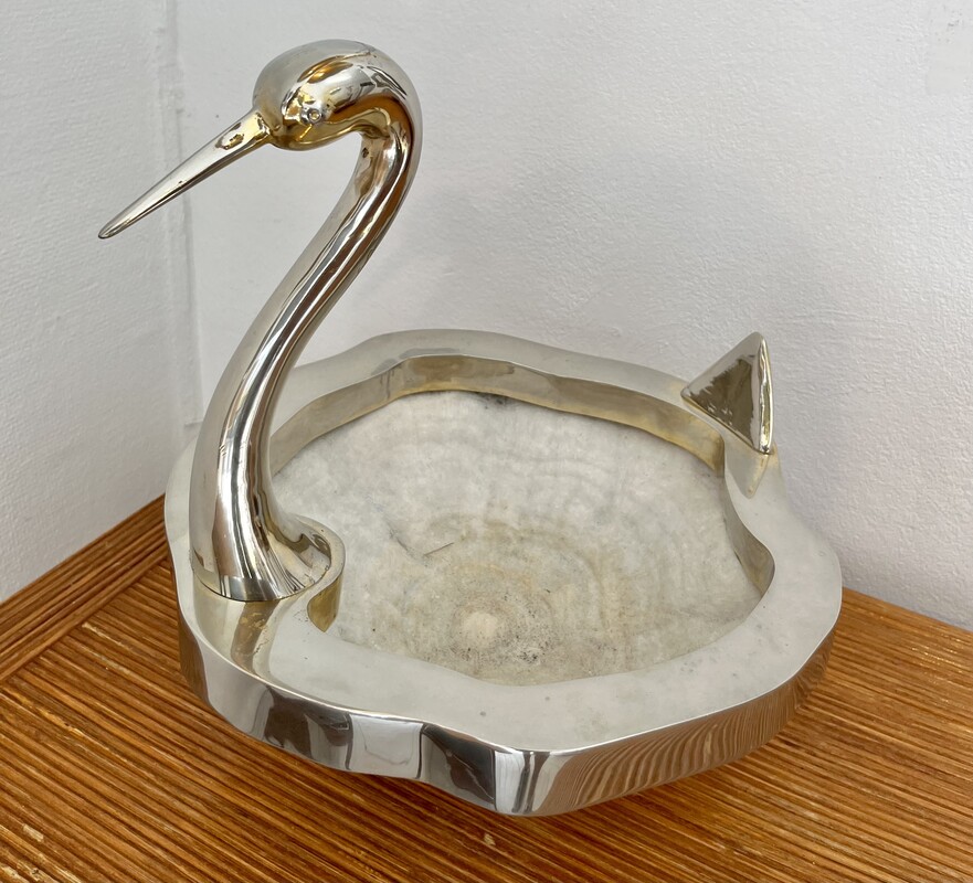 M 673 AV Swan by Gabriella Binazzi, silver plated and shell, Italy, 1960's