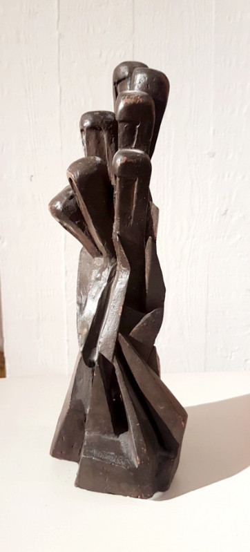 M 68 JC Patinated terracota abstract table sculpture Ca. 1970