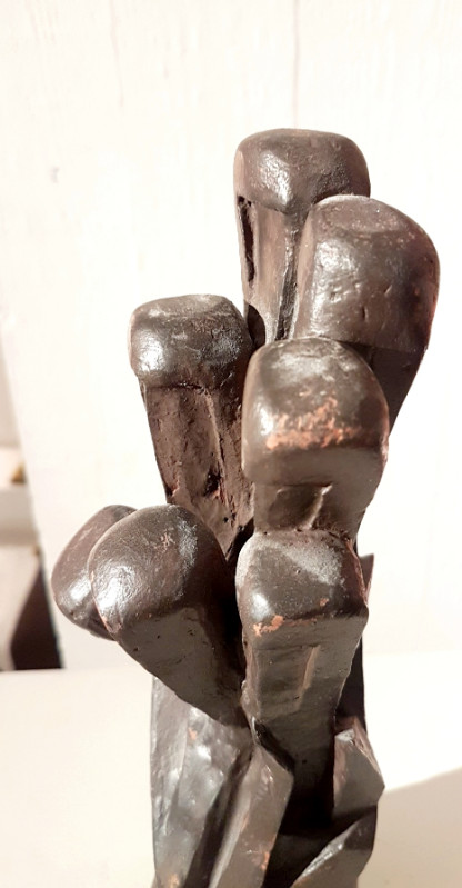 M 68 JC Patinated terracota abstract table sculpture Ca. 1970