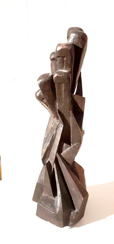 M 68 JC Patinated terracota abstract table sculpture Ca. 1970