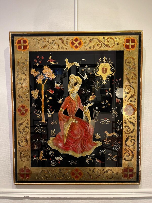 M 770 RD french eglomized mirror, 1940’s