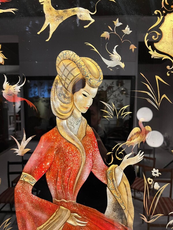 M 770 RD french eglomized mirror, 1940’s