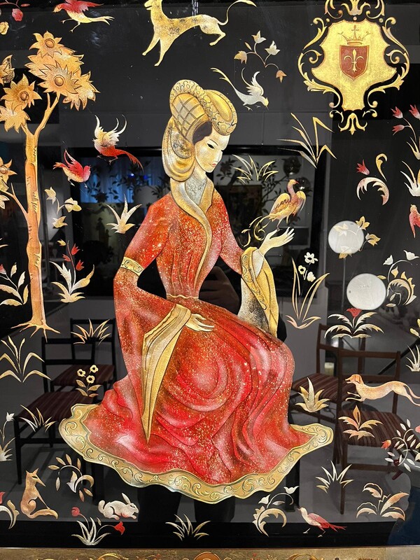 M 770 RD french eglomized mirror, 1940’s