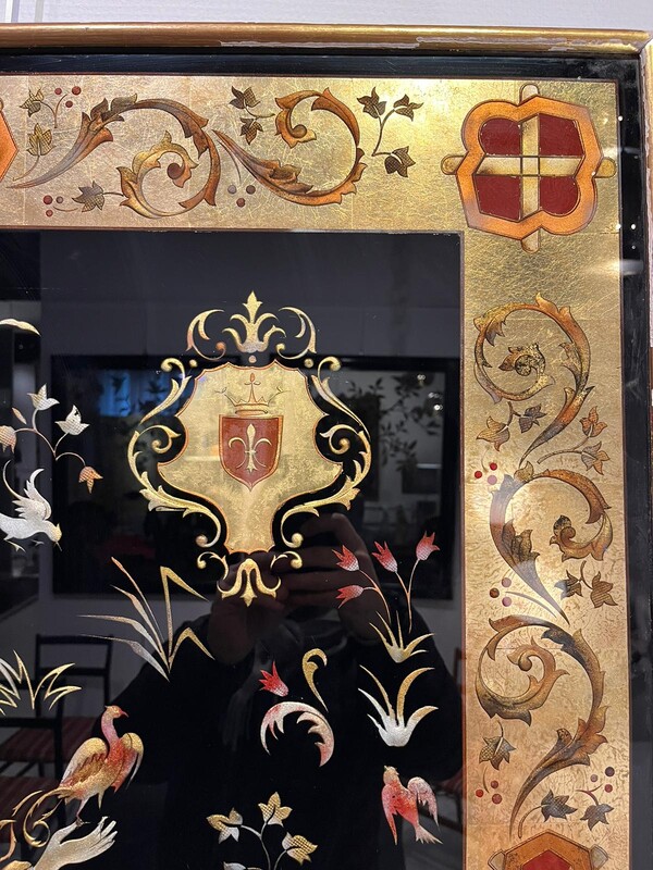 M 770 RD french eglomized mirror, 1940’s