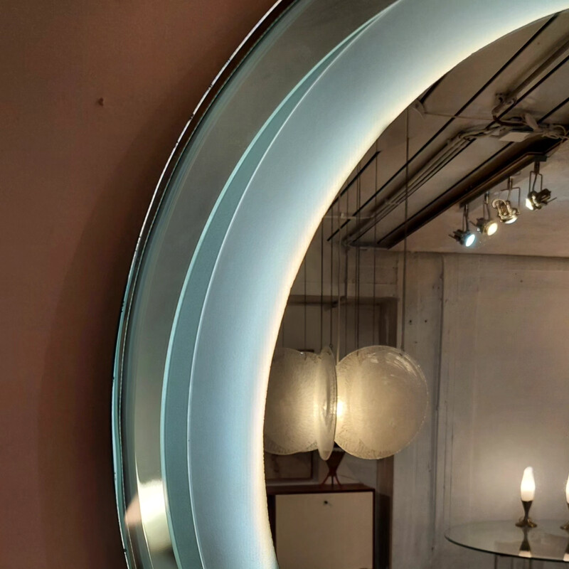 M 789 JC Lightning mirror by Fontana Arte, made of mirror, bluish mirror and sandblasted glass. Italy 1970s