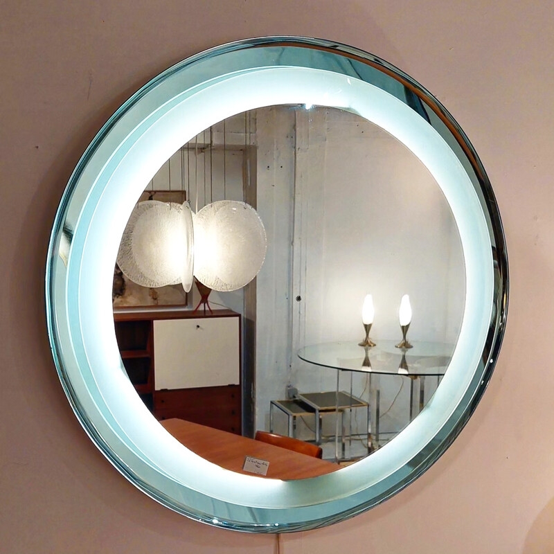 M 789 JC Lightning mirror by Fontana Arte, made of mirror, bluish mirror and sandblasted glass. Italy 1970s