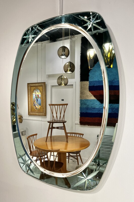 M 798 RD Cristal Art mirror, green frame, 1960´s