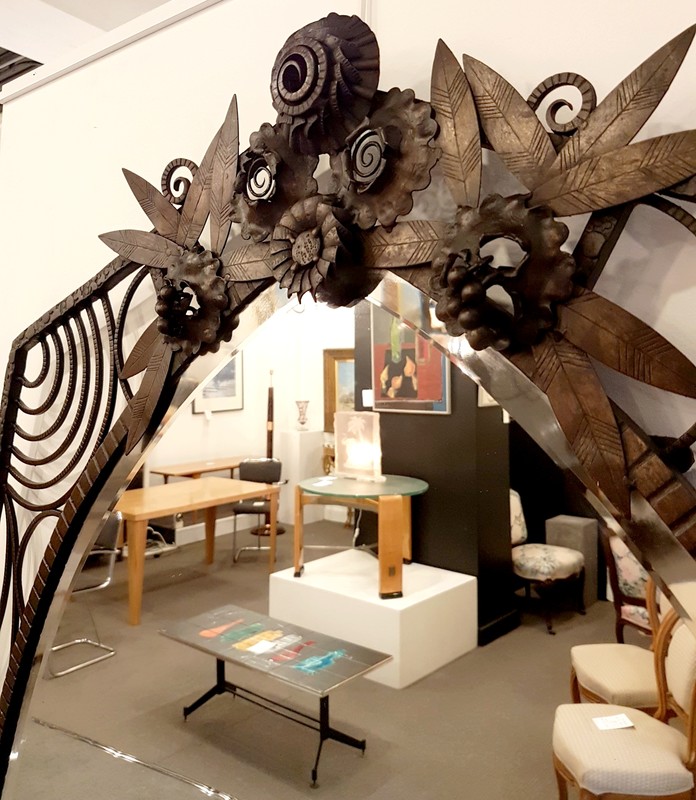 M 82 AS Art Deco wrought iron hall mirror 1930s