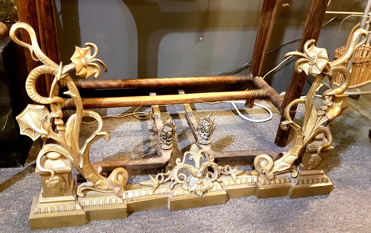 M 831 JC Gilt bronze Art Nouveau andirons Ca. 1900