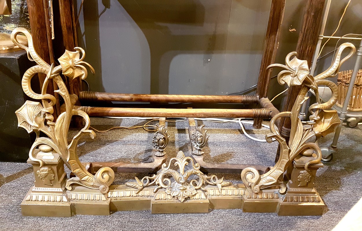 M 831 JC Gilt bronze Art Nouveau andirons Ca. 1900
