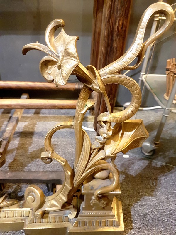 M 831 JC Gilt bronze Art Nouveau andirons Ca. 1900