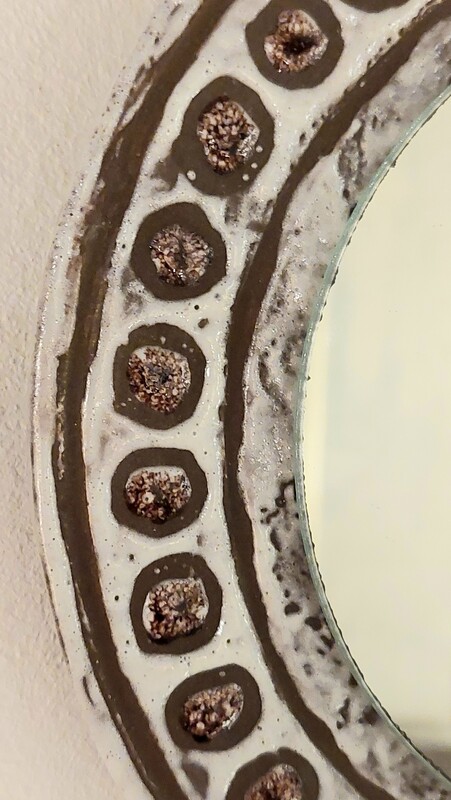 M 910 JC Ceramic framed mirror in the manner of Mithé Espelt, 1960s