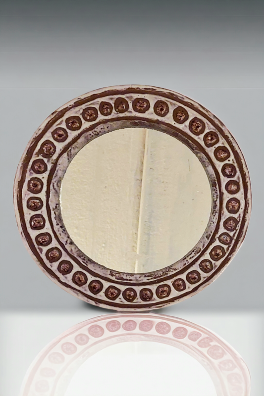 M 910 JC Ceramic framed mirror in the manner of Mithé Espelt, 1960s