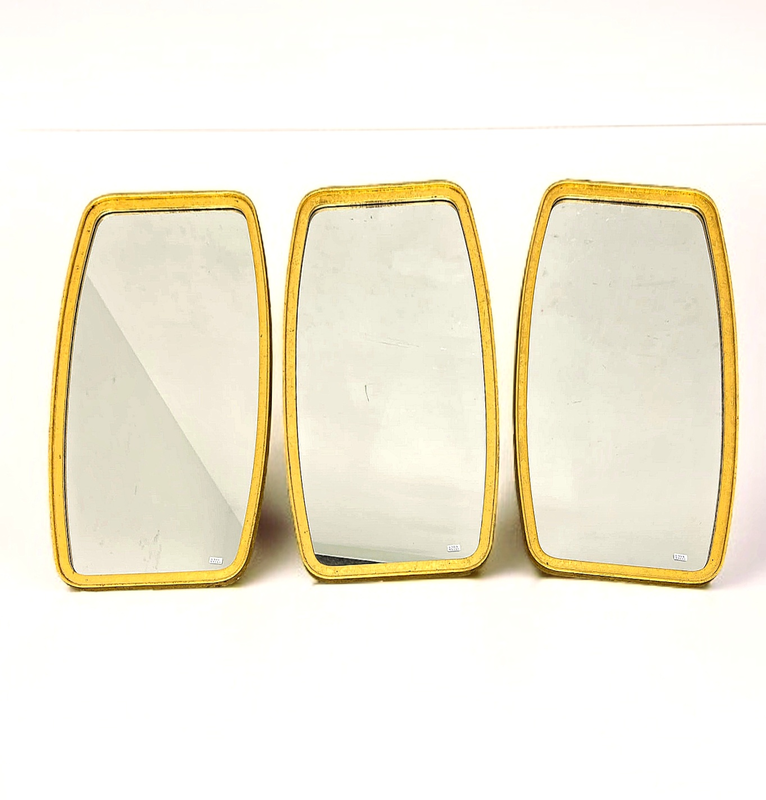 M 917 JC Set of 3 space age gilt wood framed mirrors, 1970s 