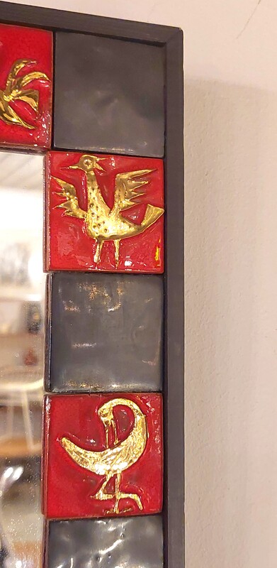 M 919 JC Ceramic Framed mirror Vallauris 1950s 