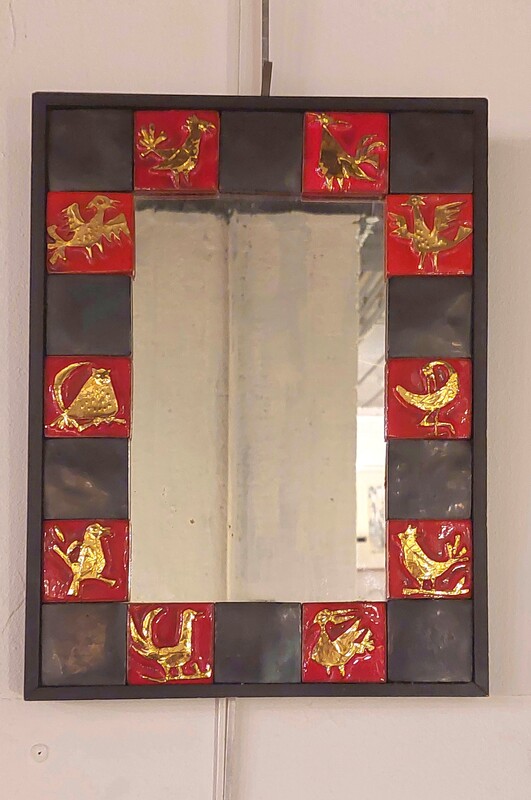 M 919 JC Ceramic Framed mirror Vallauris 1950s 