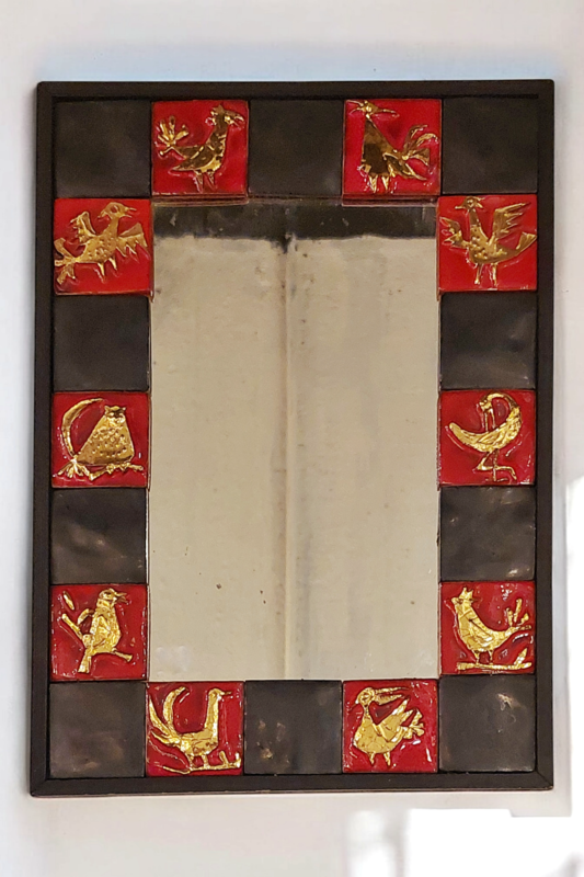 M 919 JC Ceramic Framed mirror Vallauris 1950s 