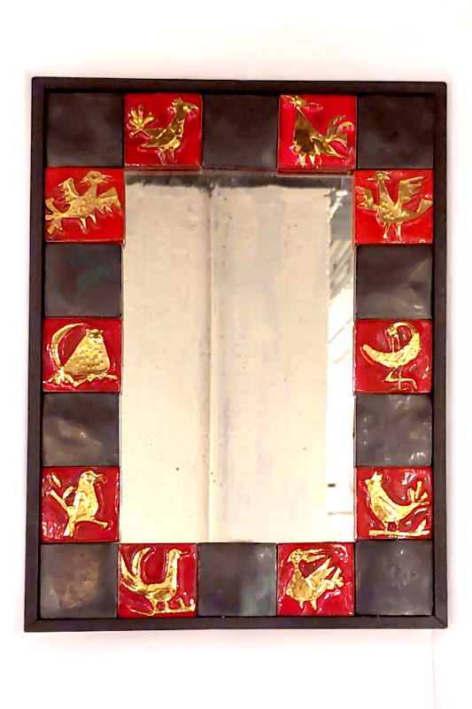 M 919 JC Ceramic Framed mirror Vallauris 1950s 