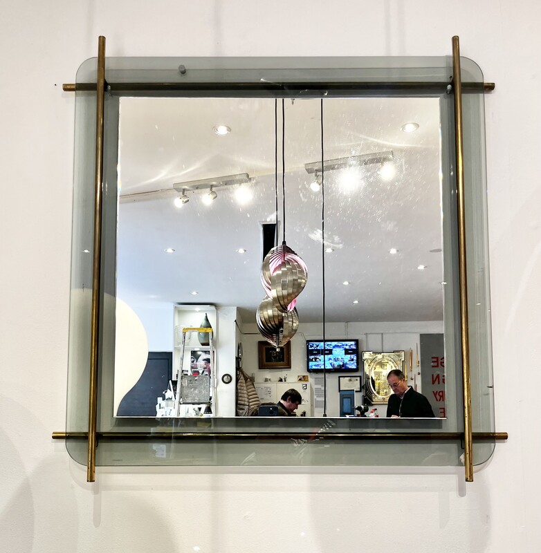 M 923 APO smoked glass and brass mirror, Italy 1960’s