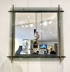 M 923 APO smoked glass and brass mirror, Italy 1960’s