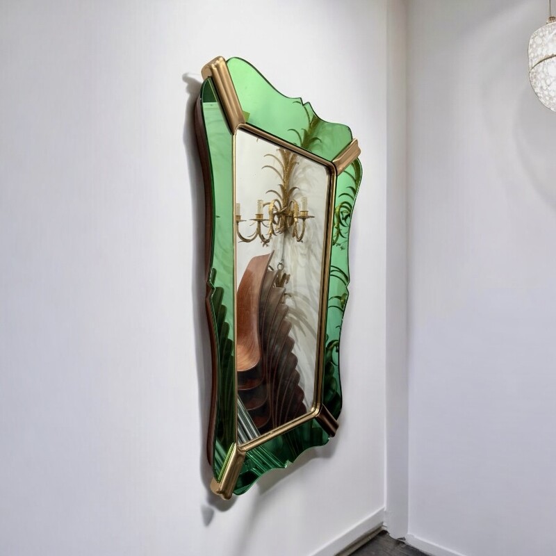 M 924 AG Italian green and gild mirror Ca 1950