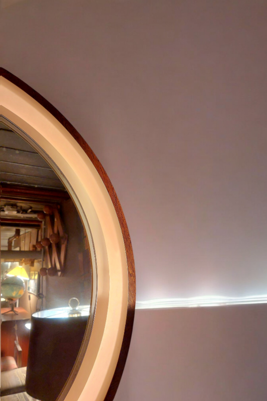 M 925 JC Vintage round wenge  lightened mirror, 1970s