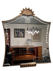 M 927 AS Mirror neoclassical model,ornate bronze and acid-etched glass, France 1955
