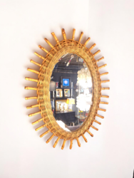 M 929 JC Rattan and bamboo oval mirror 1950s 