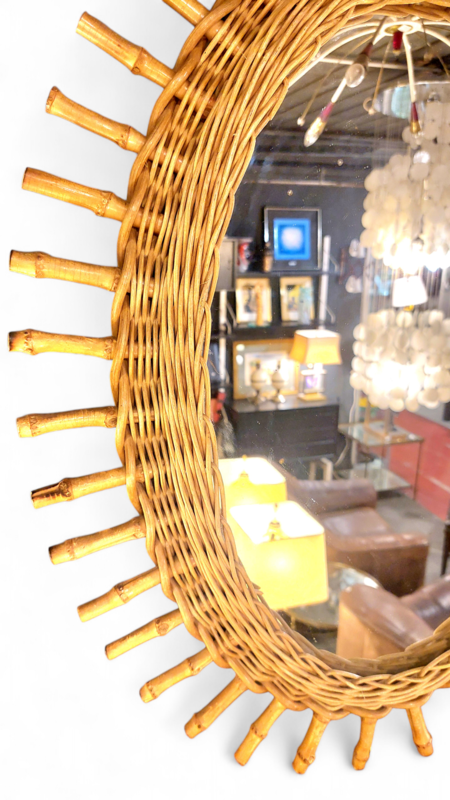 M 929 JC Rattan and bamboo oval mirror 1950s 
