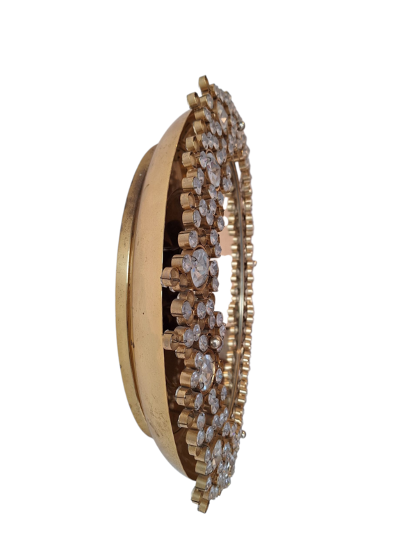 M 932 Apo Regency Round Backlit Mirror, Brass And Crystals