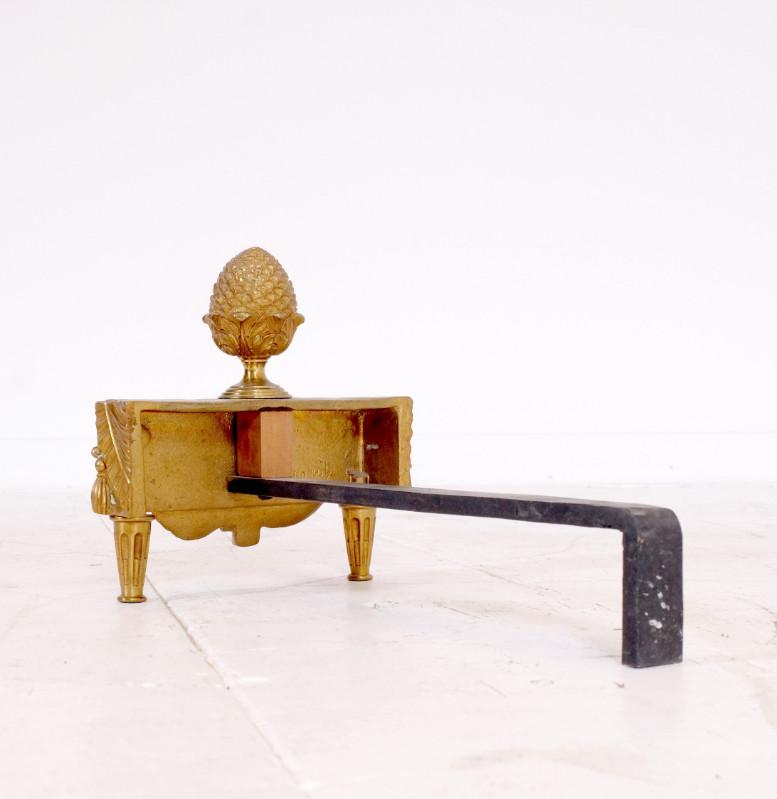 MC 002 FD Pair andirons bronze and wrought iron by Mourenhout