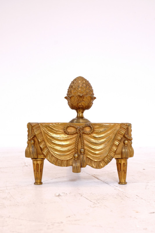 MC 002 FD Pair andirons bronze and wrought iron by Mourenhout