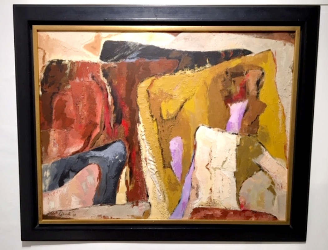 P 013 AS Abstraction. Mixed technique by Michel Cadoret. Ca 1965