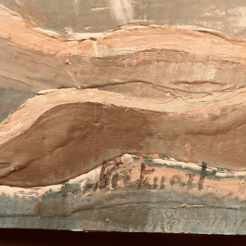 P 109 AS Jeanne Portenart,Hst signée datée « Vacances au bord du temps » 1985, École belge