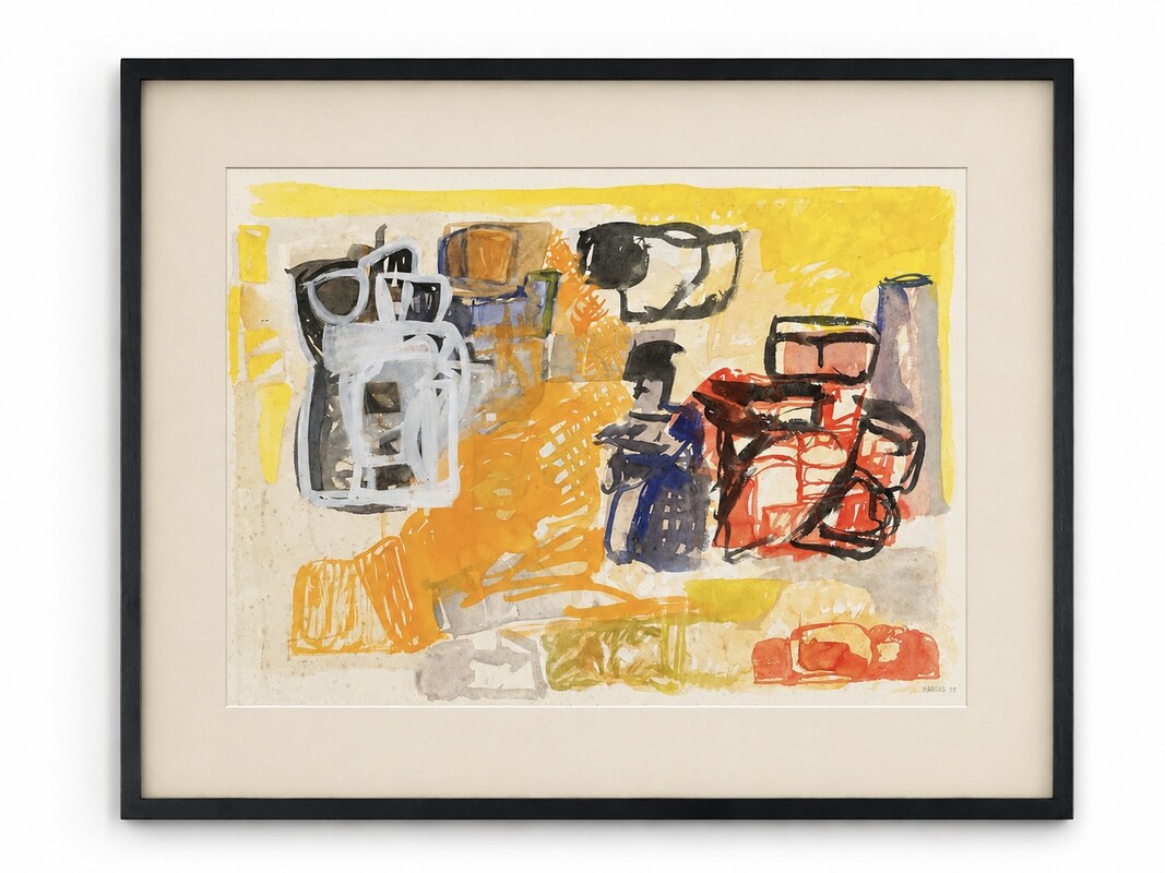 P 227 CK abstract painting signed Marcus and dated (19)75 