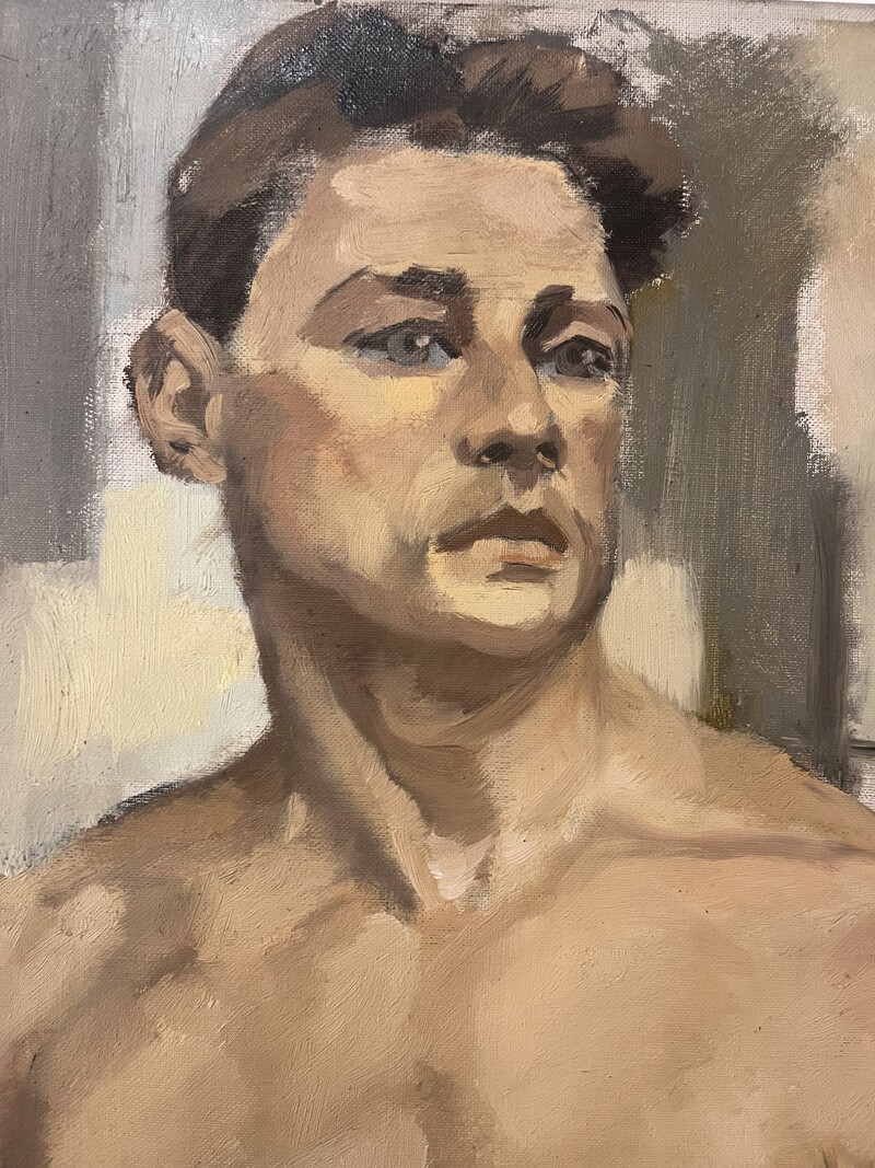 P 228 MH Naked man portrait, oil on canvas 