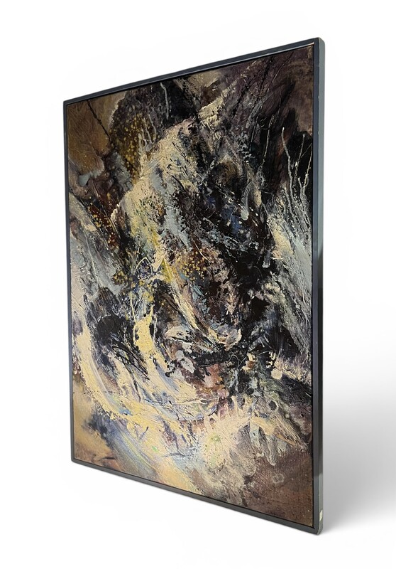 P 230 JC abstract painting with blue frame 