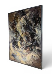 P 230 JC abstract painting with blue frame 