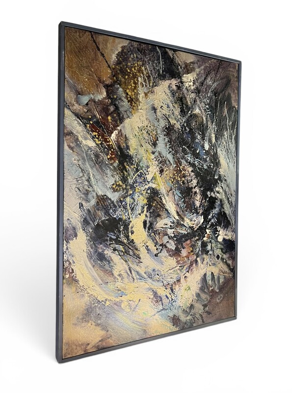 P 230 JC abstract painting with blue frame 