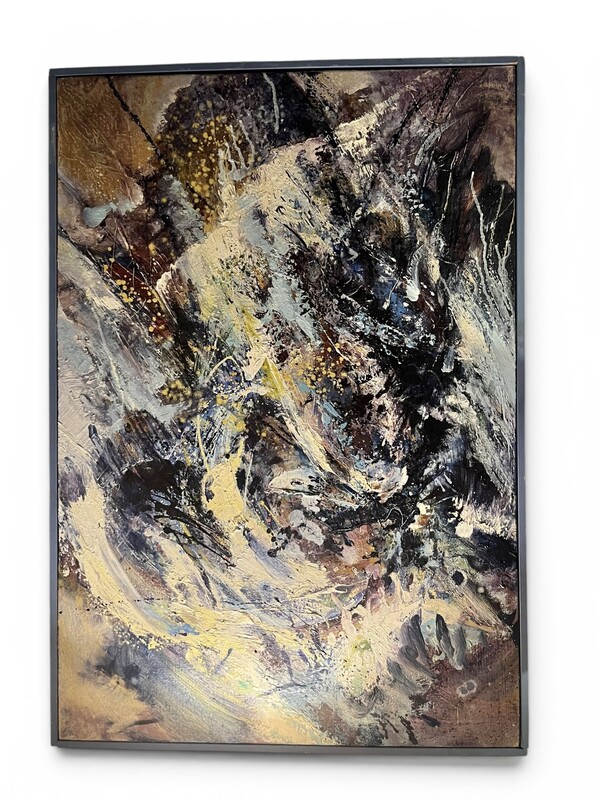 P 230 JC abstract painting with blue frame 