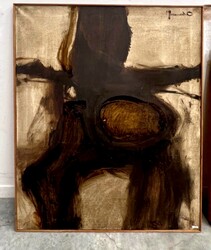 P 252 JC abstract composition on canvas signed Mancho Belgian school 1970s