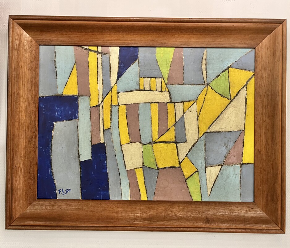 P 255 RP abstract painting signed F.I, 1950