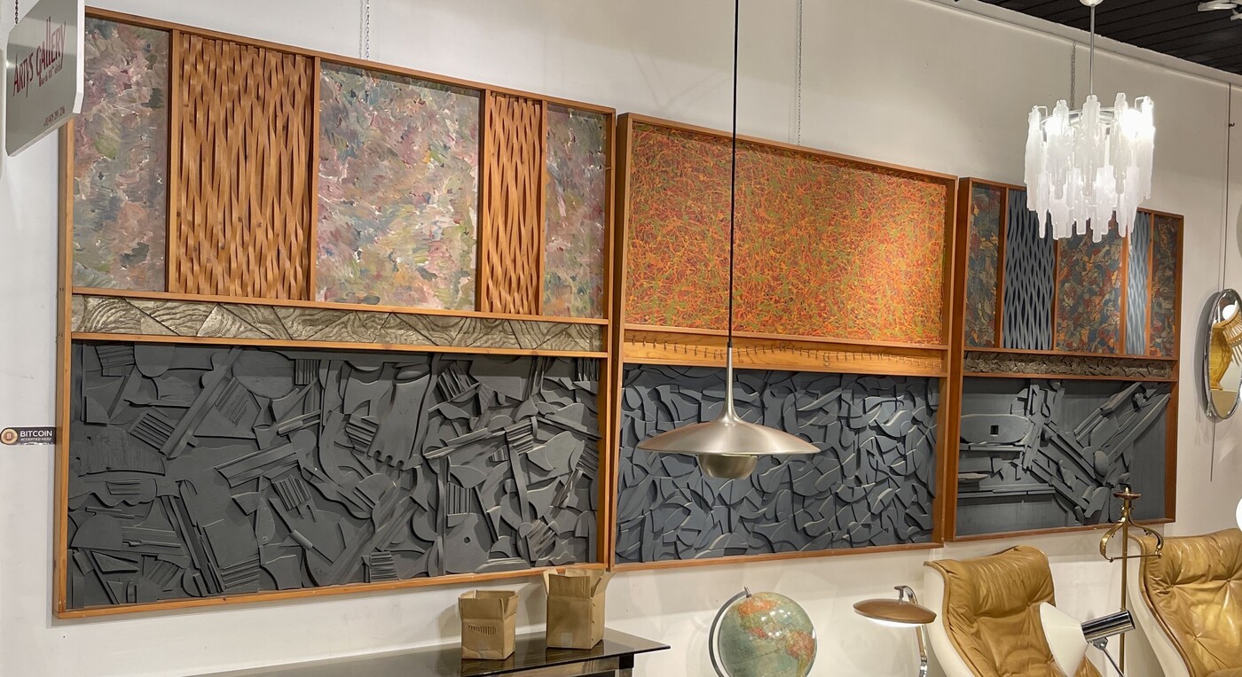 P 269 AG Wall decorative triptych, mixed technique, circa 1980
