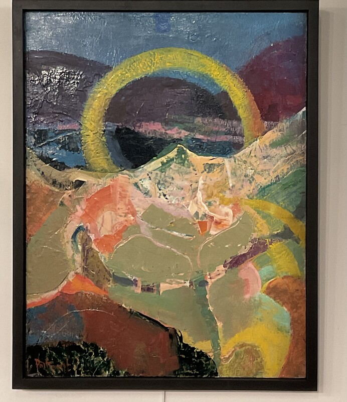 P 321 AS Jeanne Portenart (1911-1991), oil on panel, title « Apocalypse » ., 1950’s